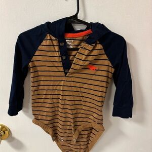 Carter's Brown & Navy Striped Dinosaur One Piece